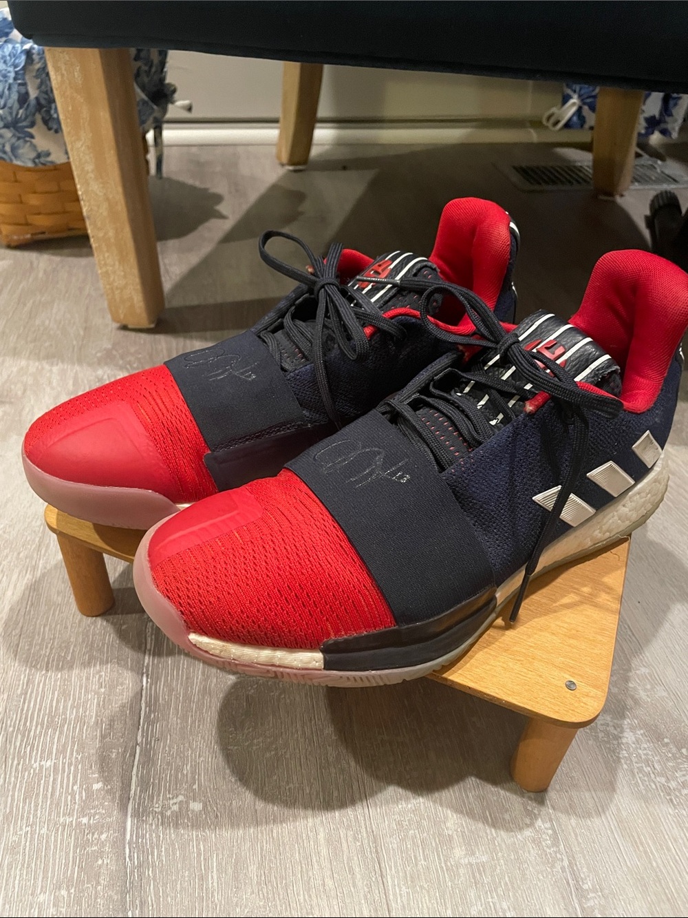 adidas Men’s Red and Black Low-Top Sneakers with White Three-Stripes